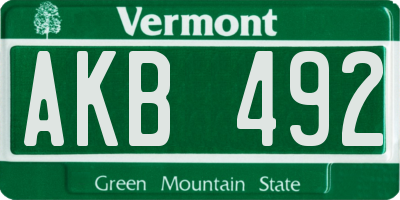 VT license plate AKB492