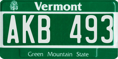 VT license plate AKB493
