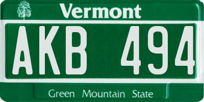 VT license plate AKB494