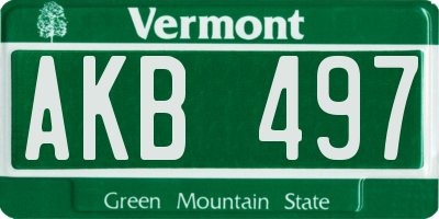 VT license plate AKB497