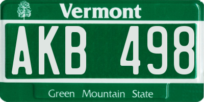 VT license plate AKB498