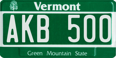 VT license plate AKB500