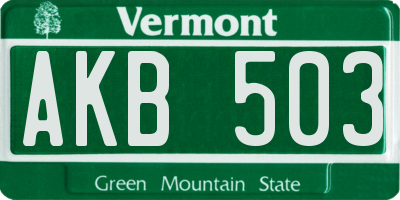 VT license plate AKB503