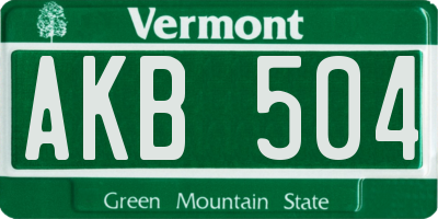 VT license plate AKB504