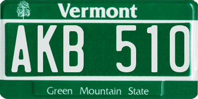 VT license plate AKB510