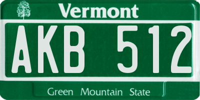 VT license plate AKB512