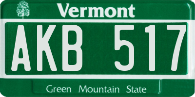 VT license plate AKB517