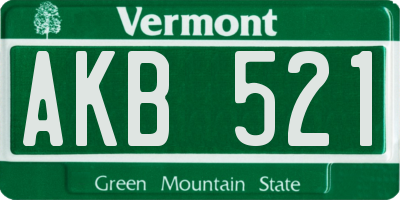 VT license plate AKB521