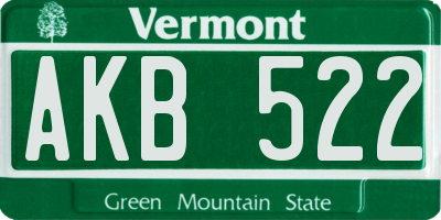 VT license plate AKB522