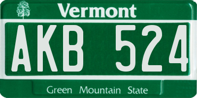 VT license plate AKB524
