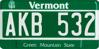VT license plate AKB532