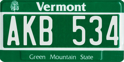 VT license plate AKB534