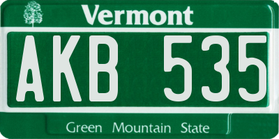 VT license plate AKB535