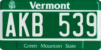 VT license plate AKB539