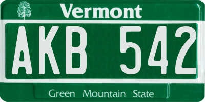VT license plate AKB542