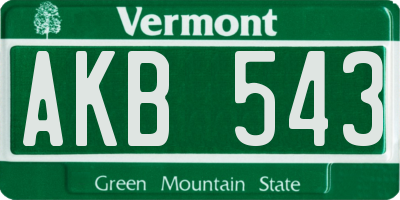 VT license plate AKB543