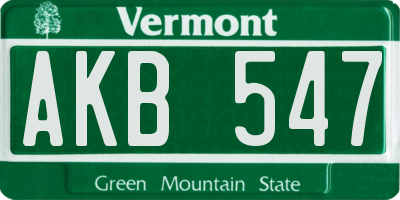 VT license plate AKB547