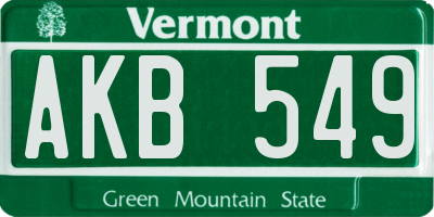 VT license plate AKB549