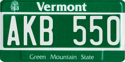 VT license plate AKB550