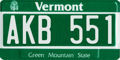 VT license plate AKB551