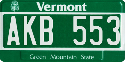 VT license plate AKB553