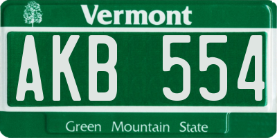 VT license plate AKB554