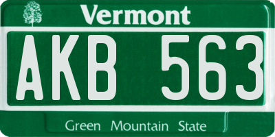 VT license plate AKB563