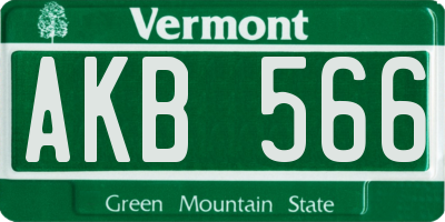 VT license plate AKB566