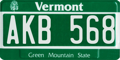 VT license plate AKB568