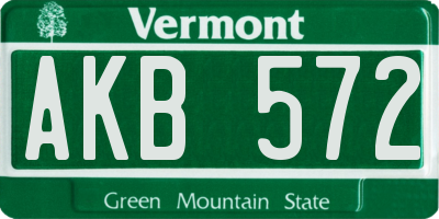 VT license plate AKB572