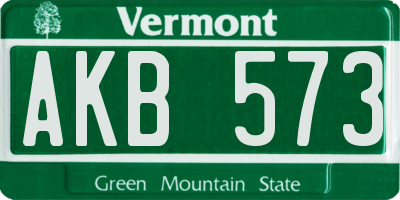 VT license plate AKB573
