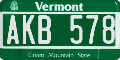 VT license plate AKB578