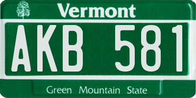 VT license plate AKB581