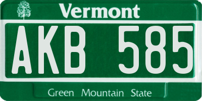 VT license plate AKB585