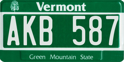 VT license plate AKB587