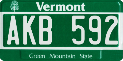 VT license plate AKB592
