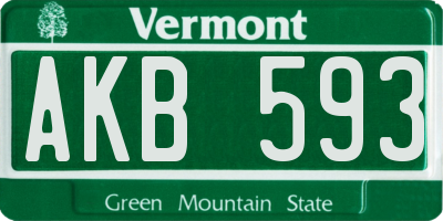 VT license plate AKB593