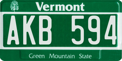 VT license plate AKB594