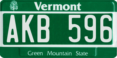 VT license plate AKB596