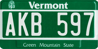 VT license plate AKB597