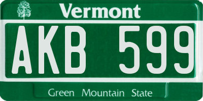 VT license plate AKB599