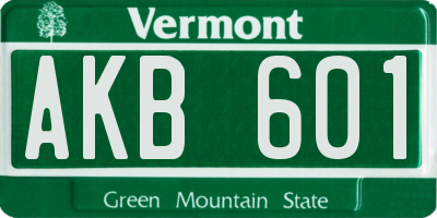 VT license plate AKB601