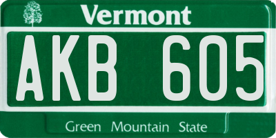 VT license plate AKB605