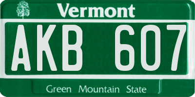 VT license plate AKB607
