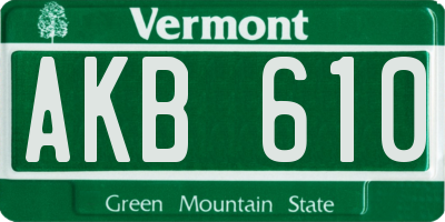 VT license plate AKB610