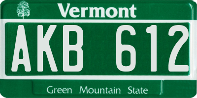 VT license plate AKB612