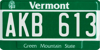VT license plate AKB613