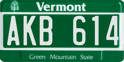 VT license plate AKB614