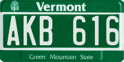VT license plate AKB616