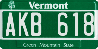 VT license plate AKB618